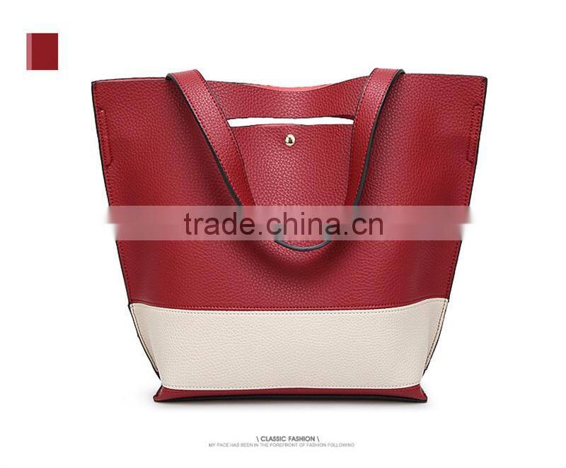 China Alibaba Designer Women Leather Handbag Contrast Shoulder Bag Fashion Style Top-Handle Female Casual Totes Bags