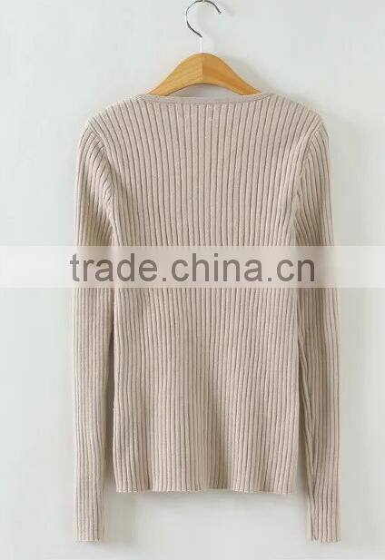 EY0872S Deep V-neck ladies long sleeve pullover sweater