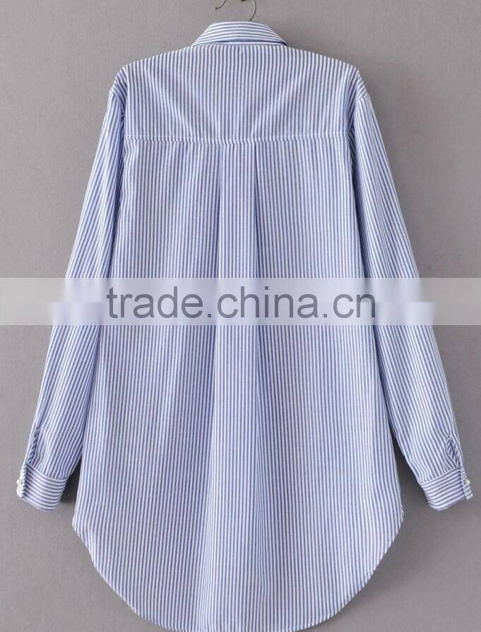 Runwaylover EY2369B 2017 Women Fashion Embroidery Stripe Blouse