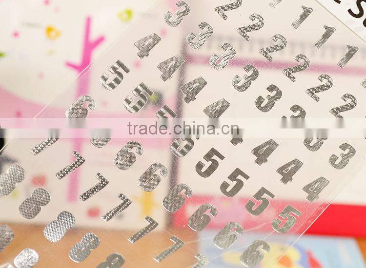 custom gold stamp sticker cheap alphabet shape sticker DIY creative sticker
