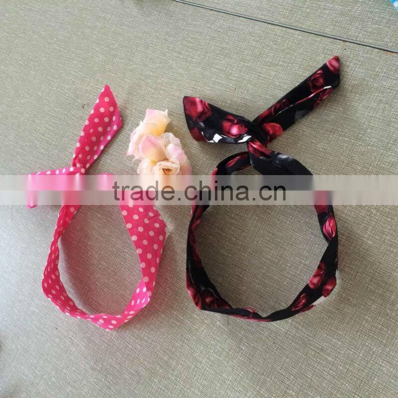 bestdress 2014 Lovely Rabbit Bunny Ear Ribbon Metal Wire vintage 1950s Hair Bow Head Band