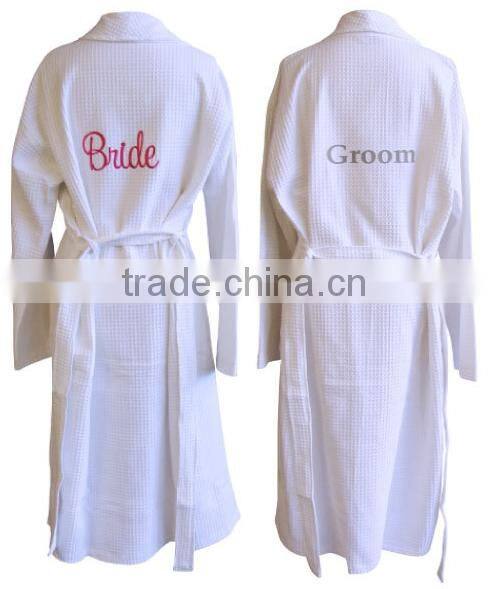 Bride robe Customized Logo Cheap Cotton Waffle Hotel Bath Robe WR1-0013