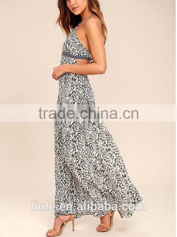 stylish maxi dress summer lady printed halter dress fashion dress design