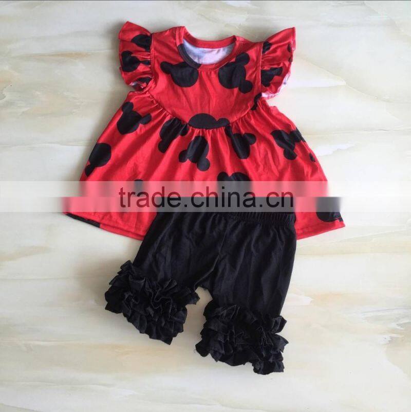 WY-796 Boy Outfit Match Girl Ruffle Shirt Summer Outfit Shorts Set For Babies