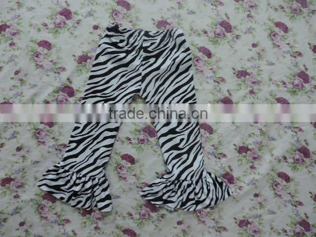 2017 Spring Fashion Designs Baby Girls Comfortable Ruffle Pants Kids Girls Cotton Zebra-Stripe Beautiful Capris