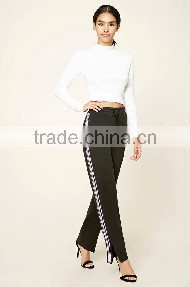 Wholesale Manufacture Anti-Static Cotton Zipper Side Slit Lady Outdoor Jogging Pants