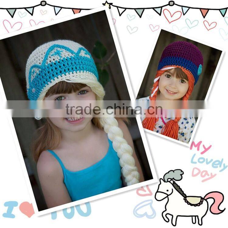 Newborn Baby Girls the Frozen Elsa Anna Hat w/ Hair Cap Braid Knitting