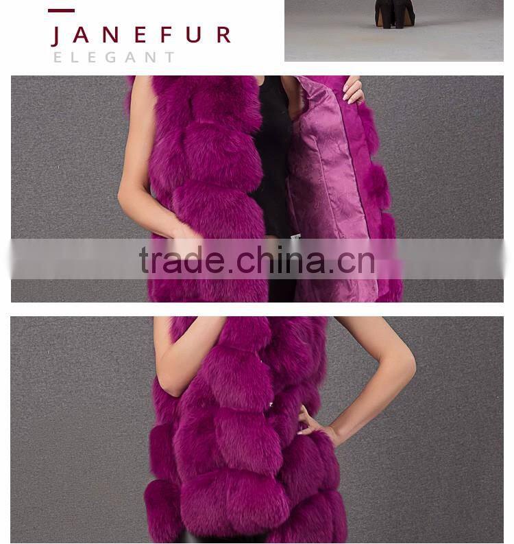 Hot selling of winter warm real fox fur purple women vest
