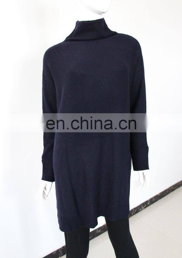 wholesale customized fashion style cashmere turtleneck long sweater for women