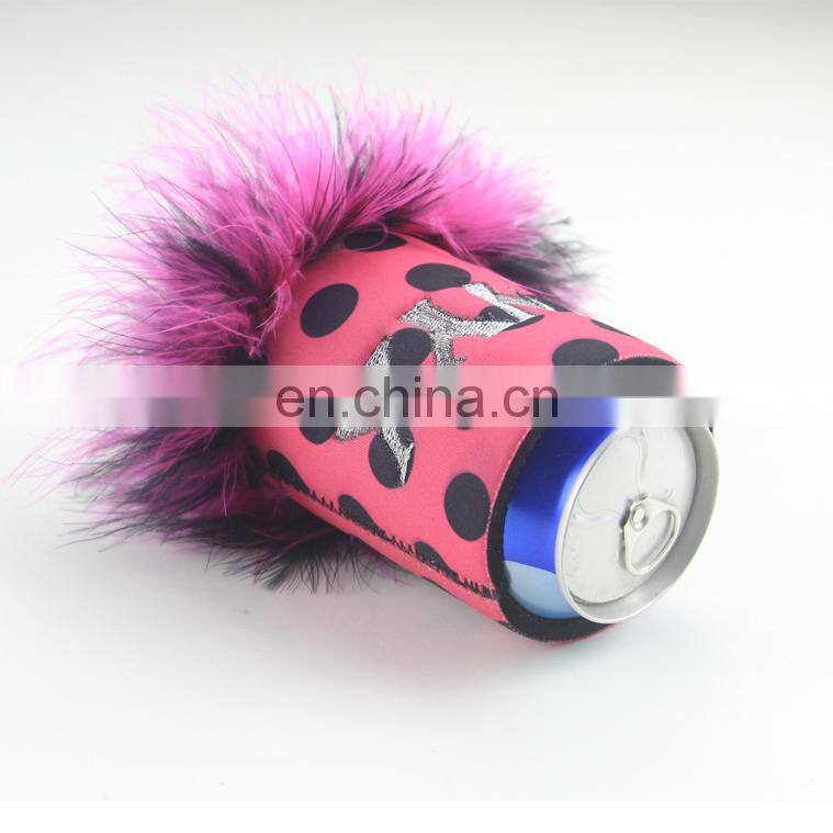 Popular special design hot-selling eco friendly neoprene sublimation insulated cute fluffy stubby holder