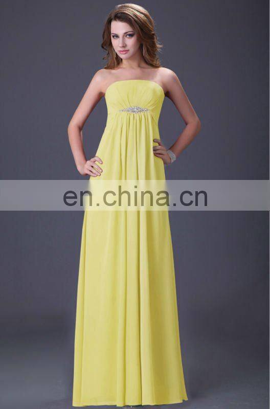 Grace Karin Strapless Chiffon Long Bridesmaid Dress With Four Colors CL3105-1