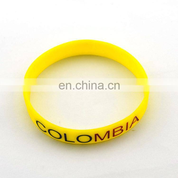 yellow printing wristband with silicon material