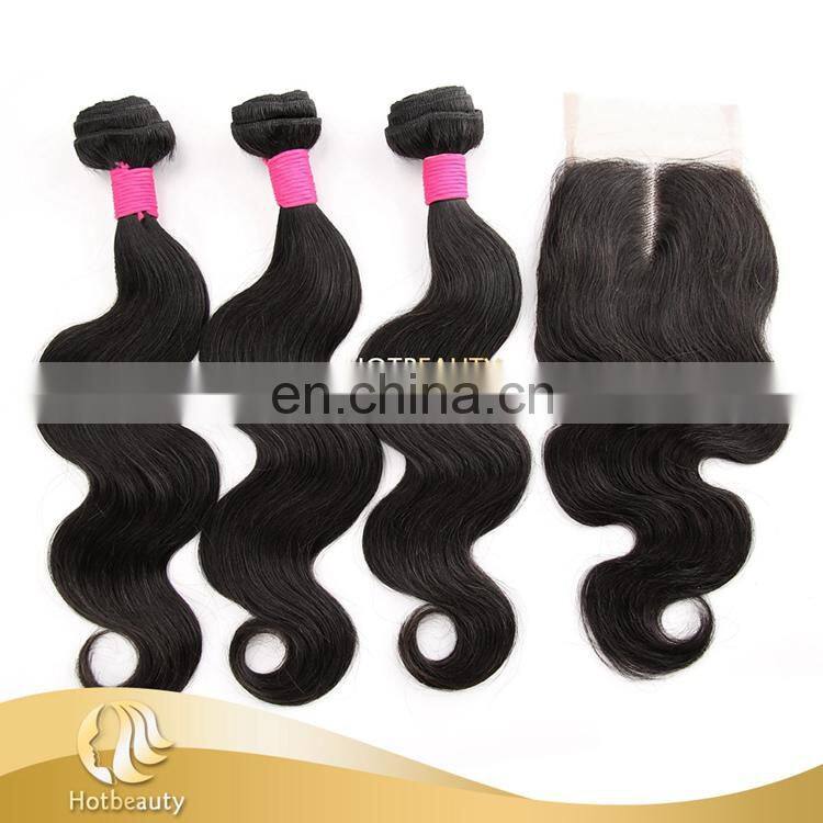 Hot sale new arrival remy hair weft with closure hair Brazilian body wave