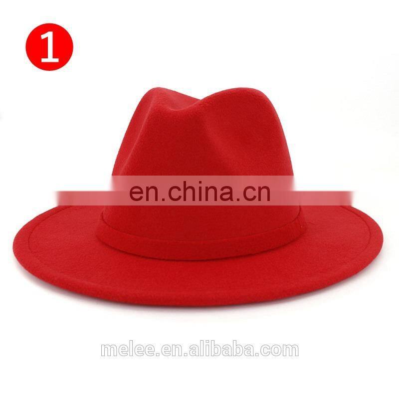 Cheap Flat Brim Colorful Panama Wide Fedora Hat for Women Men 100% Wool Felt Fedora Jazz Wide Brim Hat