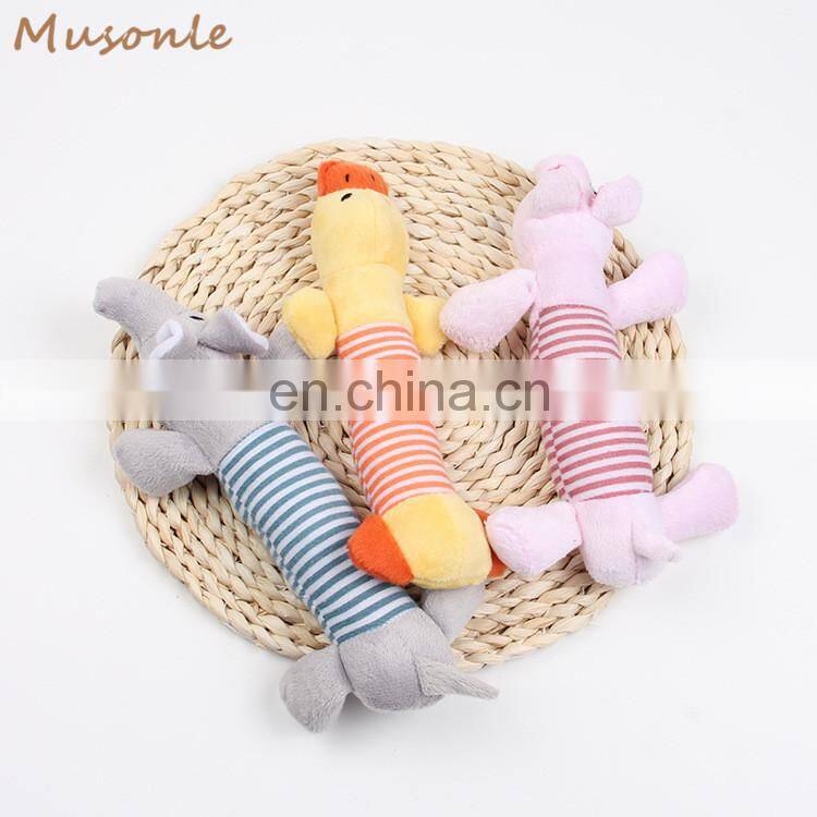 Duck Pig Elephant Pattern Floppy Dog Squeaky Chew Plush Pet Toy