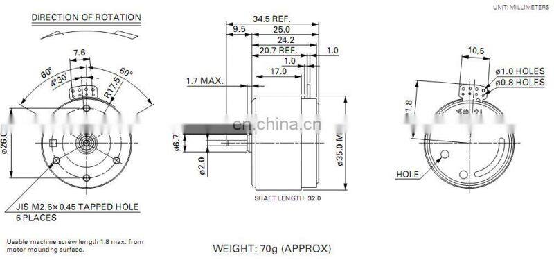 EG-530YD 6V 12V 2400rpm RC DC fan Motors for Cassette tape recorder and rotating display