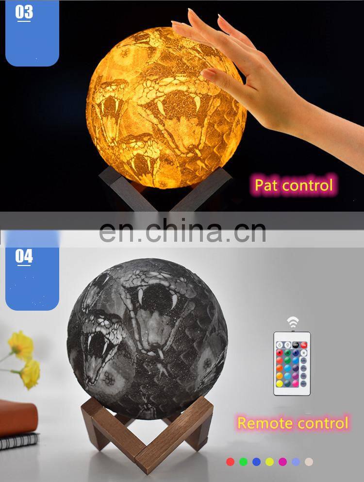 Dimmable with tap control 16 colors 3d print led moon shaped night light lamp