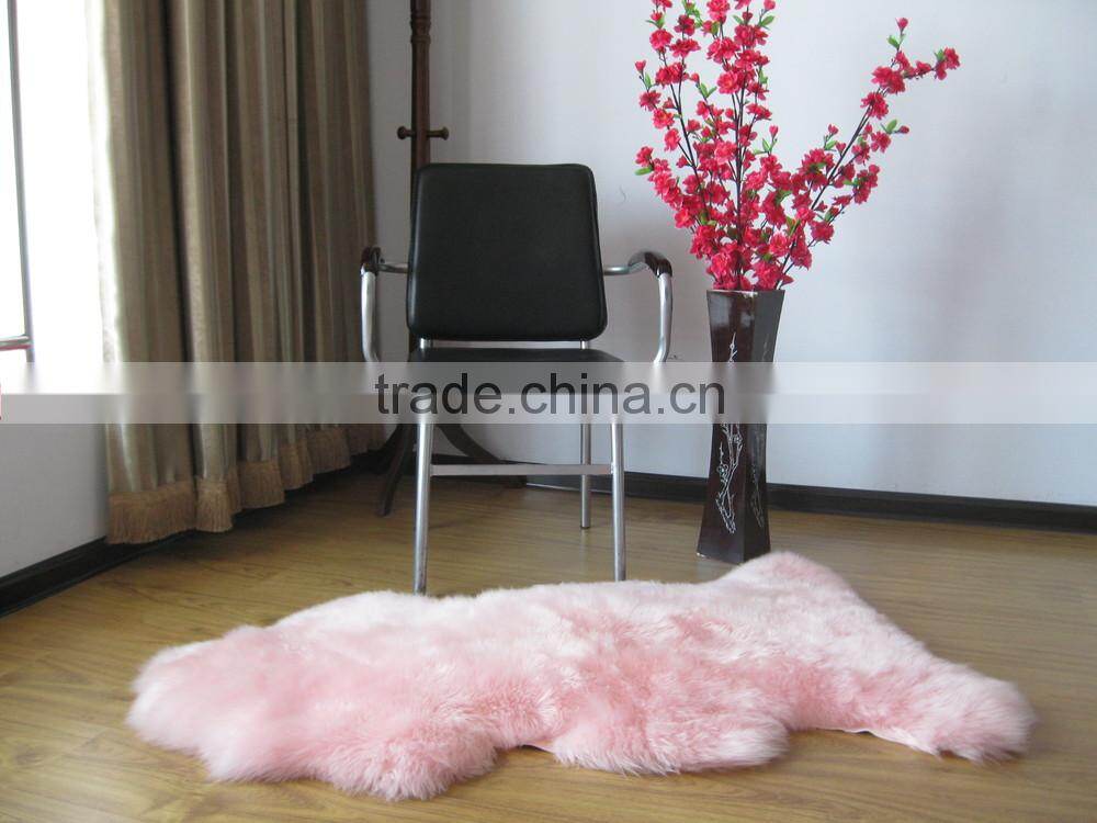 Real new zealand pink sheepskin rug
