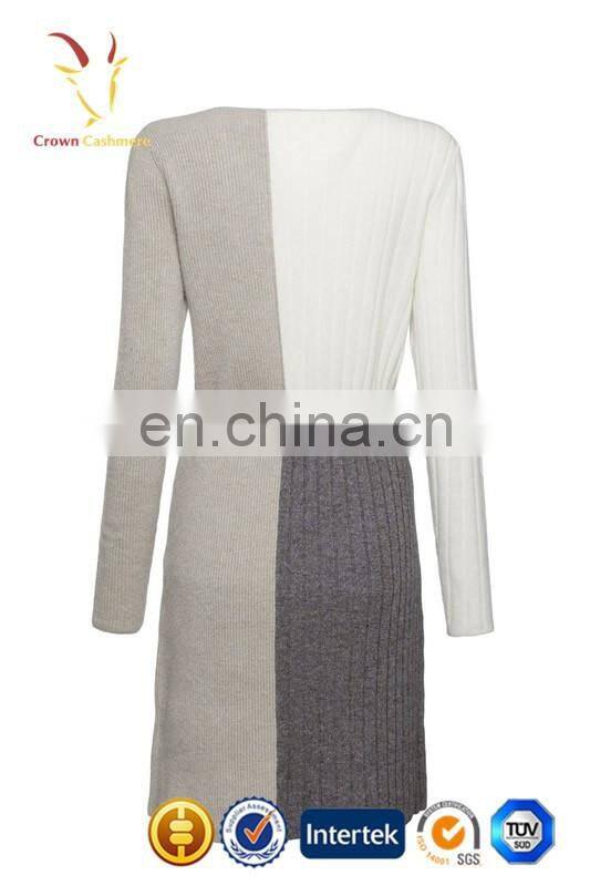 Ladies fashion winter cashmere dress design rib knit sweater dress