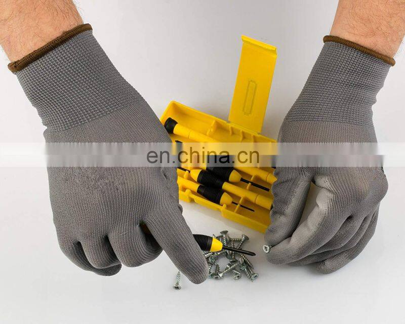 4131 Ultra-thin Black Work Glove Polyurethane Palm Coated PU Dipping Inspection Gloves