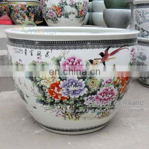 Retail big completely weatherproof porcelain ceramic fish pot and garden planter pot