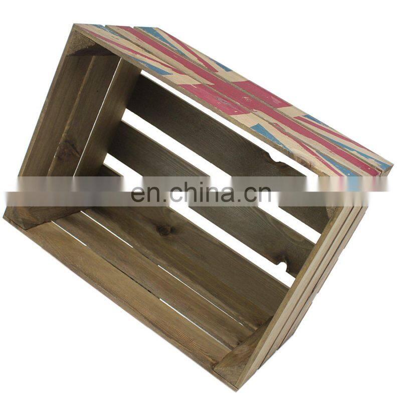 Rustic DIY wooden storage box Country Crate with Union Jack Print 4