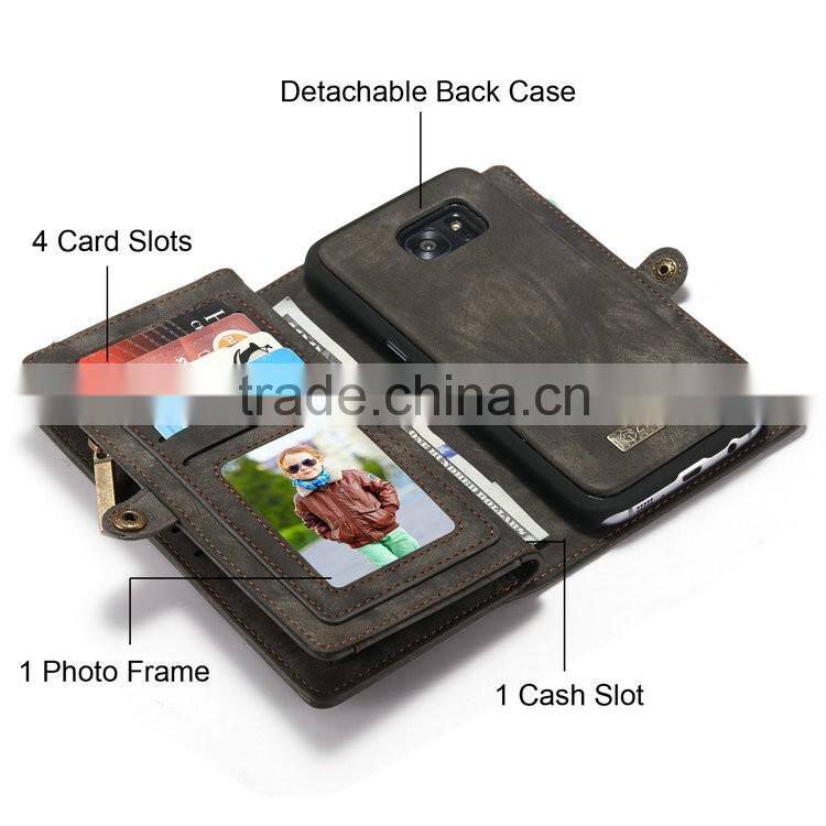 For samsung galaxy s7 edge case, leather case for samsung s7 edge with detacable back cover
