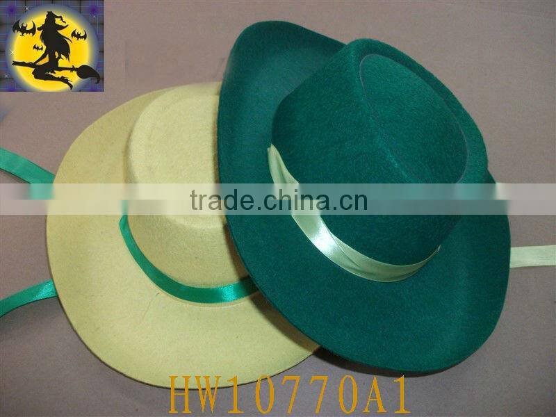 Green Felt Brazil Top Hat with Yellow Ribbon