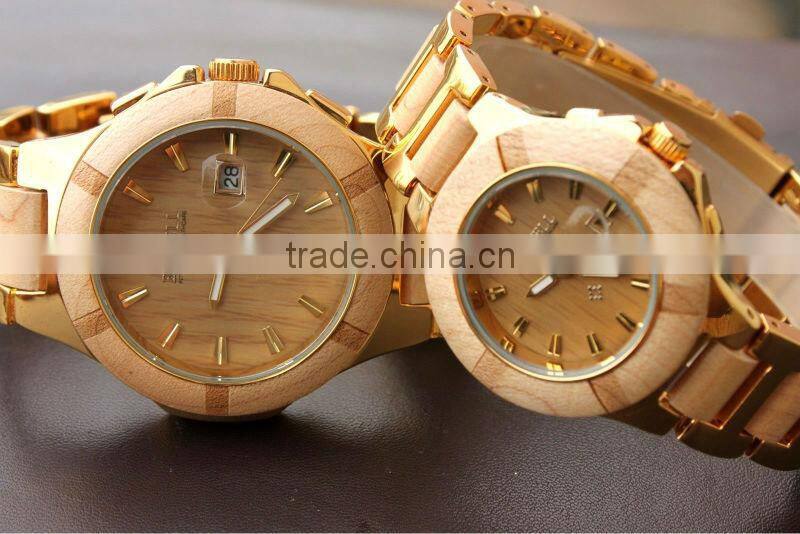 Bewell maple wood & metal Watch - Natural Wood & Stainless Steel Timepiece