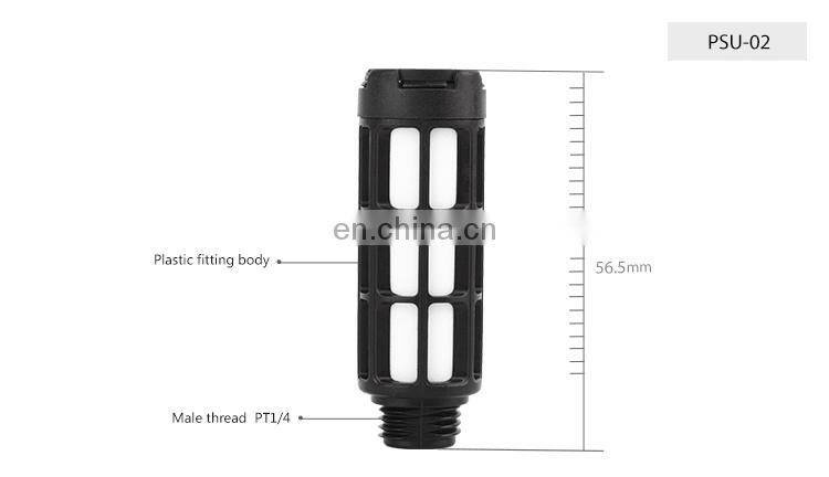 SNS PSU Series black color pneumatic air exhaust muffler filter plastic silencer for noise reducing