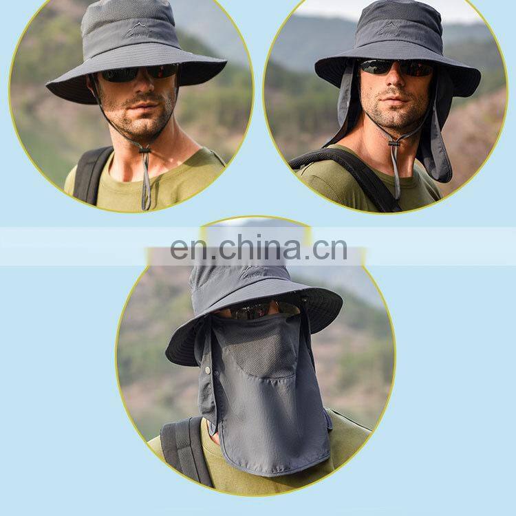 Amazon Topsale Waterproof Quick-dry Breathable Wide Brim Boonie Hat Bucket Sun Hat With Face And Neck Cover