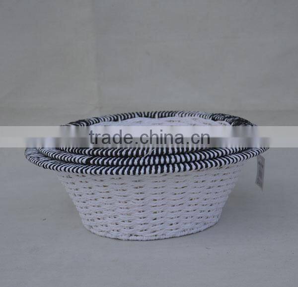 set of 3 bowl shape handmade paper rope woven basket