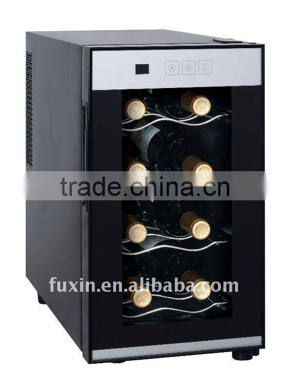 FUXIN:JC-23CFW .Bar top fridge with 8Bottles/ Mini wine chiller with Full Glass Door./wine refrigerator.