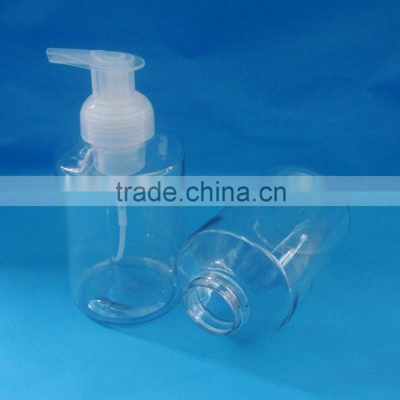 Plastic clear foam bottle with silicone foam pump for personal face washing/ 30mm 43mm closure foam pump