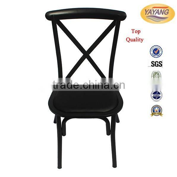 Factory price stackable metal frame modern wedding black cross back chair