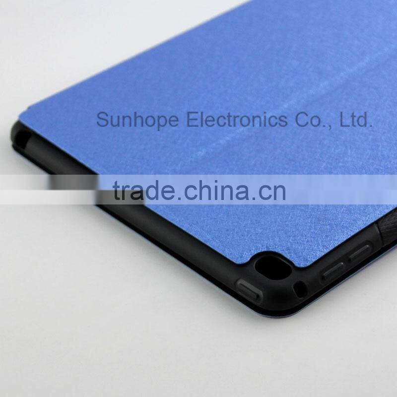 Silk grain metal buckle card slot PU leather cover case for Apple for ipad 6 air 2