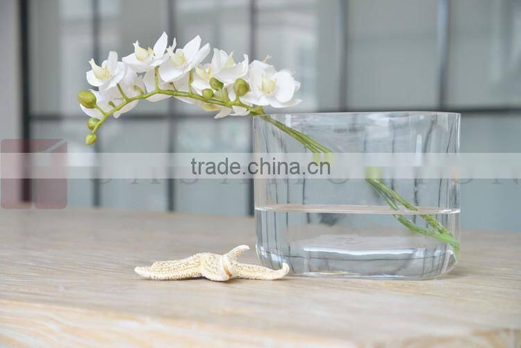 CASAMOTION Flat Clear Hand Blown Art Glass Vase with No MOQ and Gift Boxed, Small