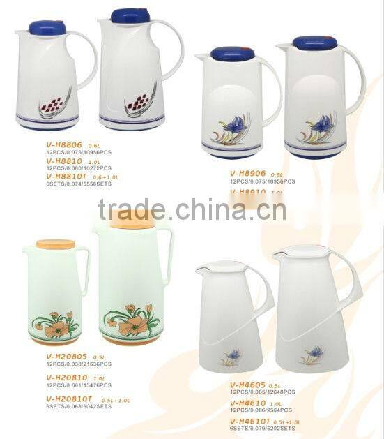 0.5L+1.0L Plastic Thermos FLask with FLower (V-H8810T)