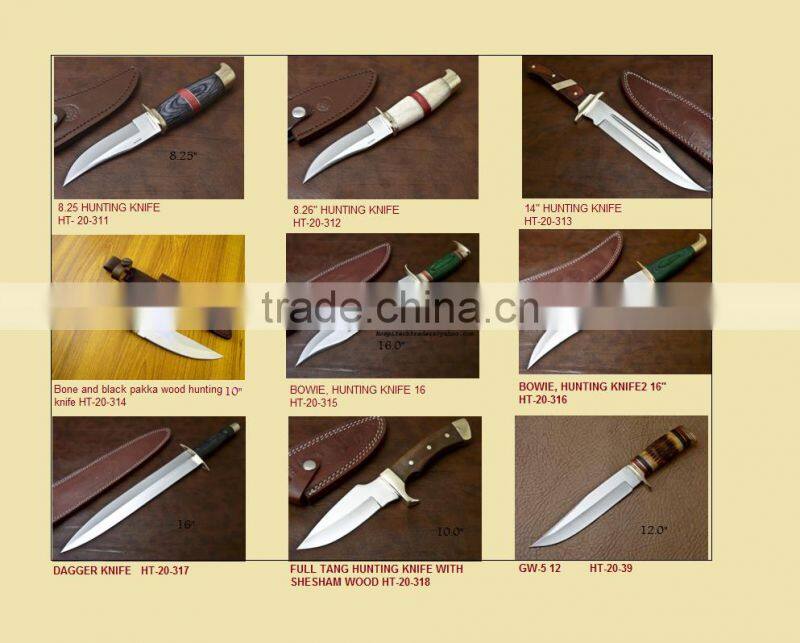 Hunter knife with Bone handle / Brown real leather sheath