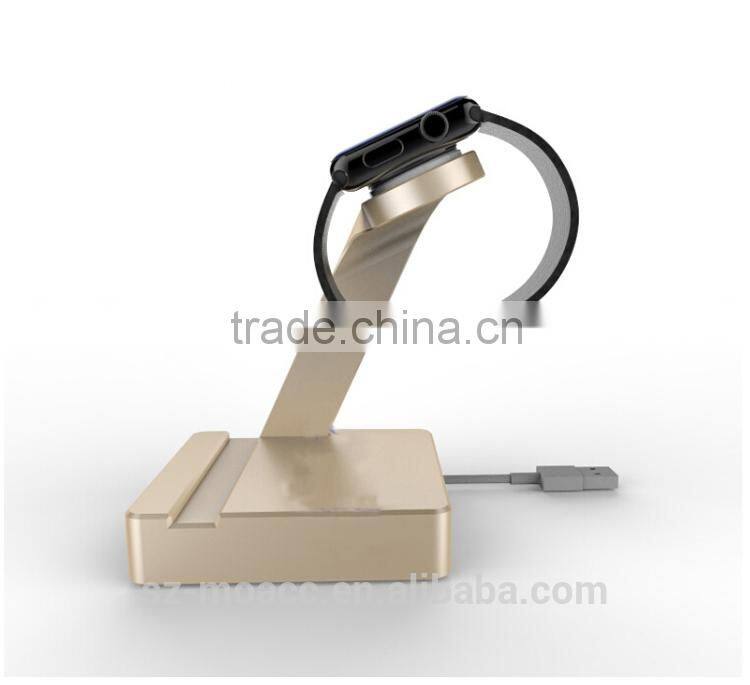 2015 New design high quality Aluminium Alloy Watch stand for apple watch,2 in 1 stand for Apple Watch 38/42mm
