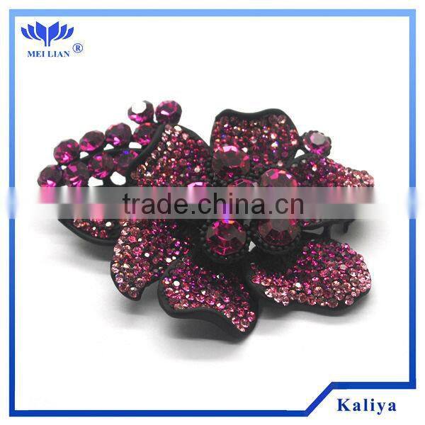 BLACK FLOWER RHINESTONE BROOCH WHOLESALE