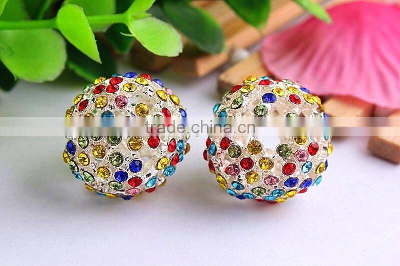 AAA Quality 20mm large fashion alloy rhinestone ball crystal bubblegum loose charm beads for DIY jewelry making!!