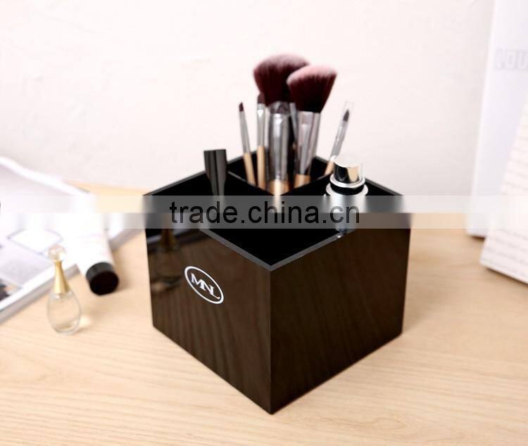 Customized Black Acrylic lipstick Holder Cosmetic Makeup Brush Organizer Display Stand Case