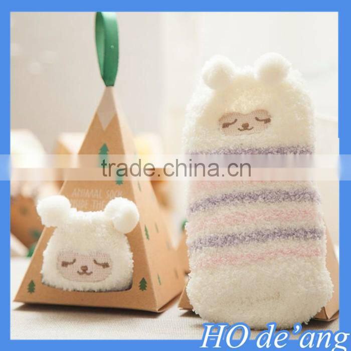 Silicone non-slip baby socks embroidery three-dimensional cartoon coral velvet gift box baby socks floor socks MHo-199