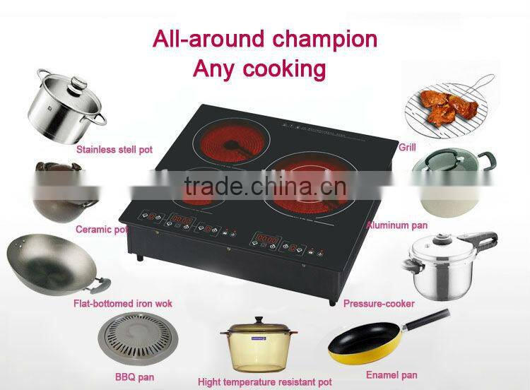 CE,CB,GS,RoHS,ERP certificate EUROKERA glass no raditaion electric stove 3 burners