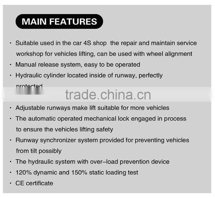 Alignment 4 post car lift original manufacturer CE certificate