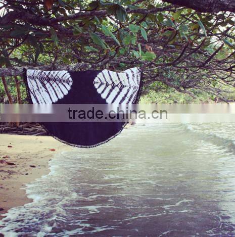 1500mm cotton round beach towel, towel with tassels