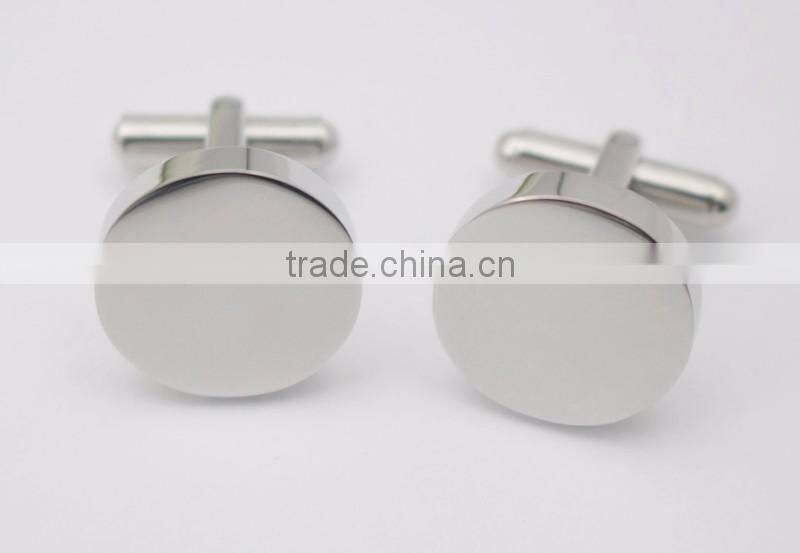 Classic Simple Stainless Steel Round Silver Wedding Cuff Link Blanks