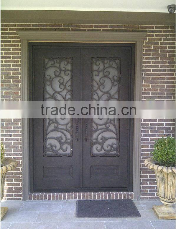 2013 Top-selling modern wrought iron double entry doors