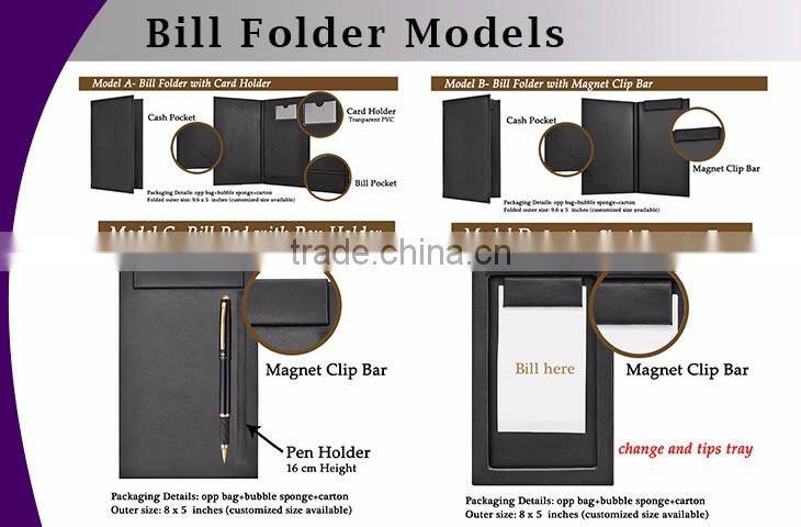 Low price new customized menu clip leather magnet menu clip